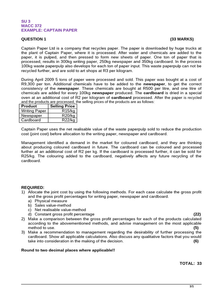 Su 3 Captain Paper Macc 372(2) | PDF | Paper