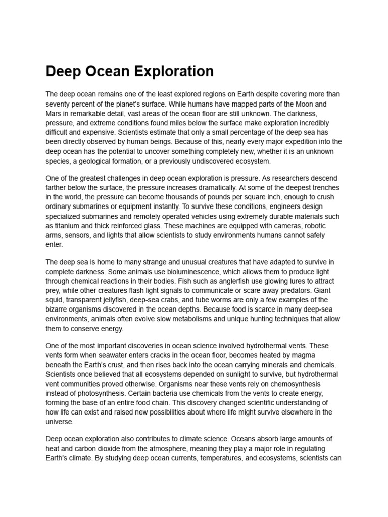 Deep Ocean Exploration | PDF