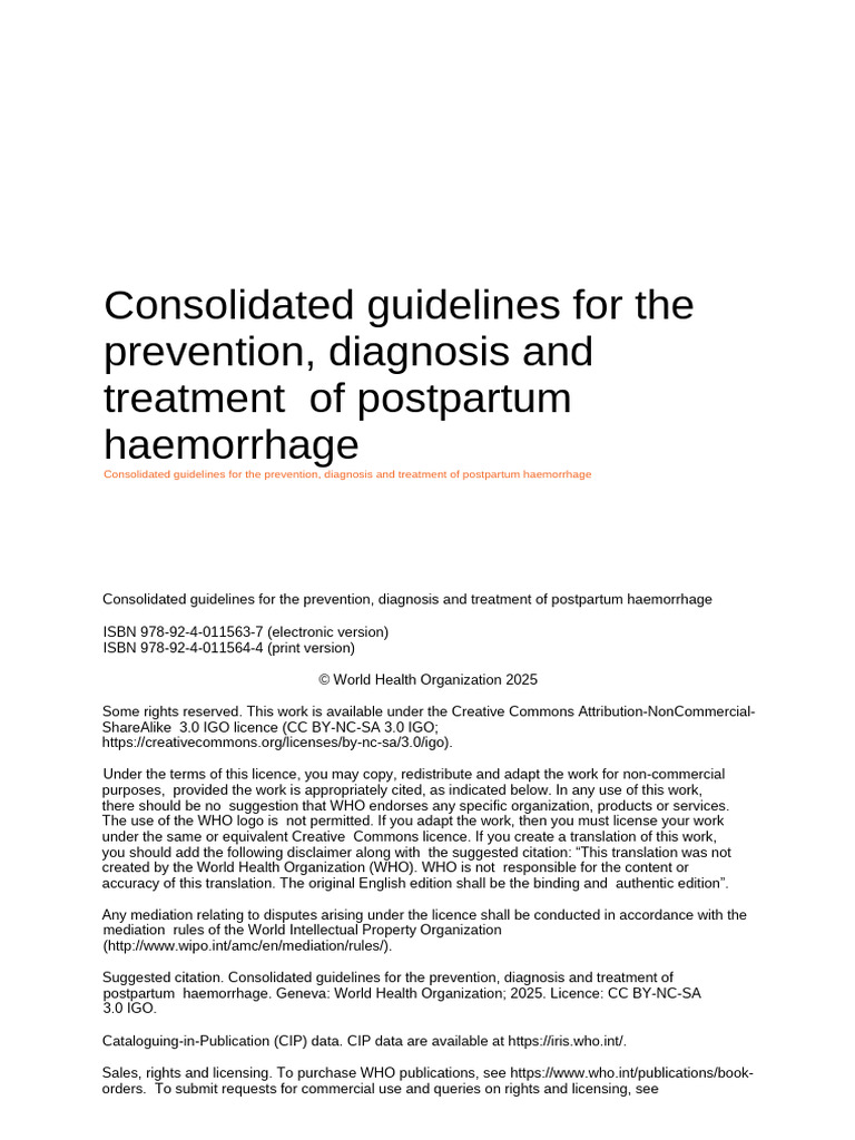 2025 WHO PPH Guideline | PDF | Maternal Death | Health Care