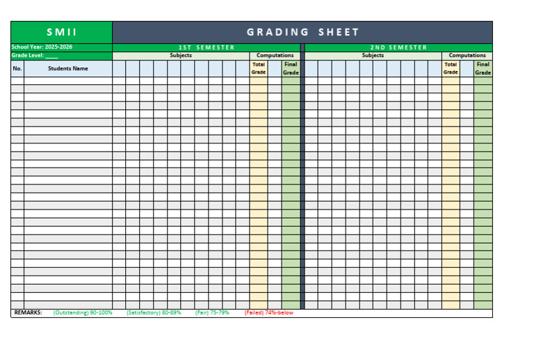 Grading Sheet (SMII) | PDF