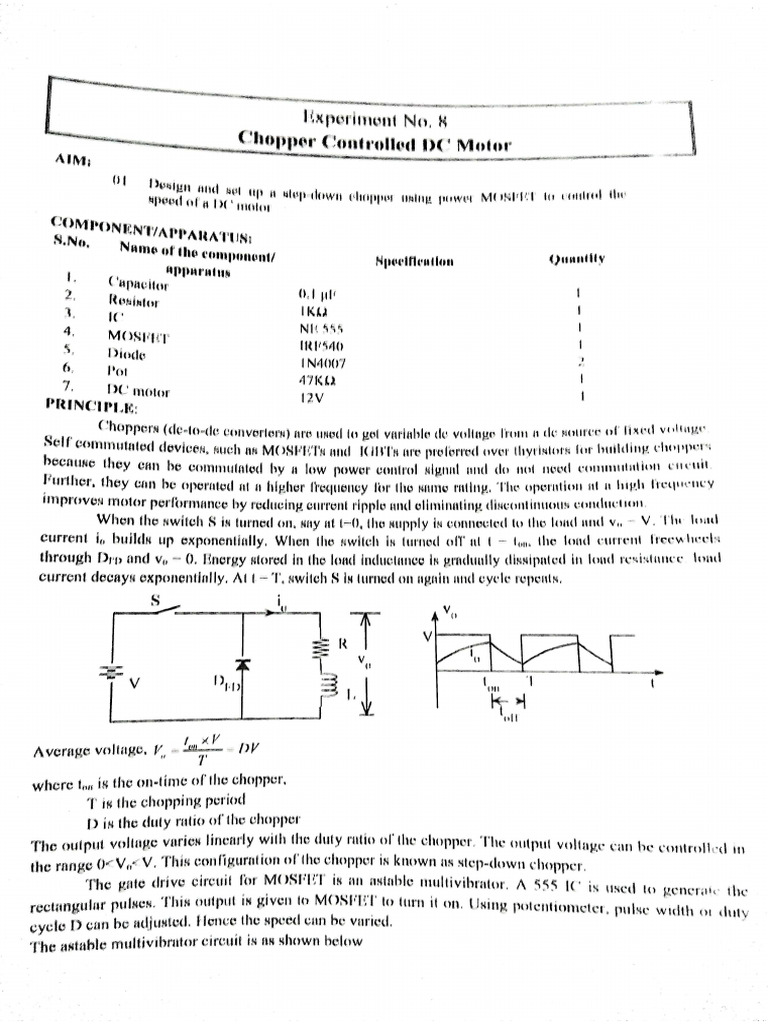 Chopper Controlled DC Motor | PDF