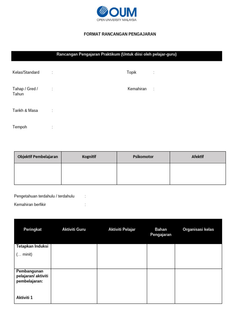 Bm Pgdt Lesson Plan Form | PDF