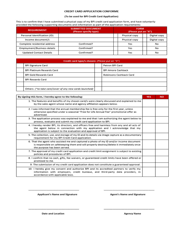 Credit Card Application Conforme (Updated As of Feb 25,2026) | PDF ...