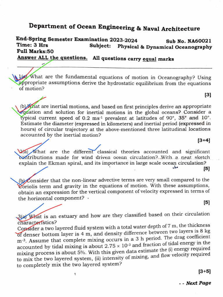 Oceanography 2024 End Sem | PDF | Oceans | Tide
