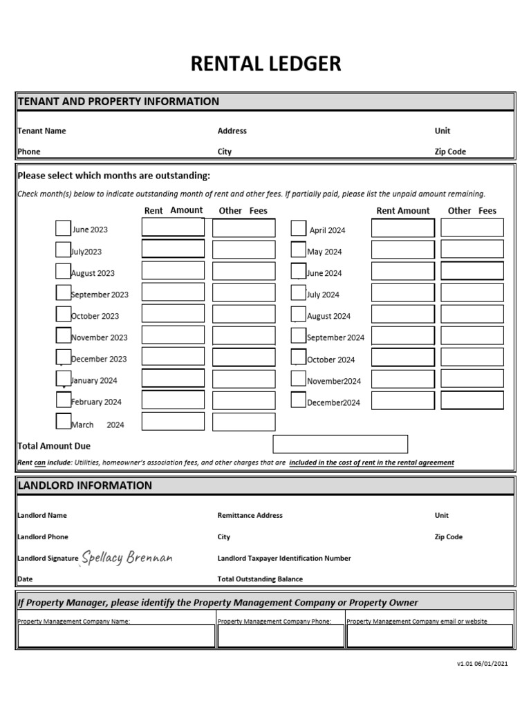 _Rental Ledger Original Form pm3jesse | PDF | Landlord | Property ...