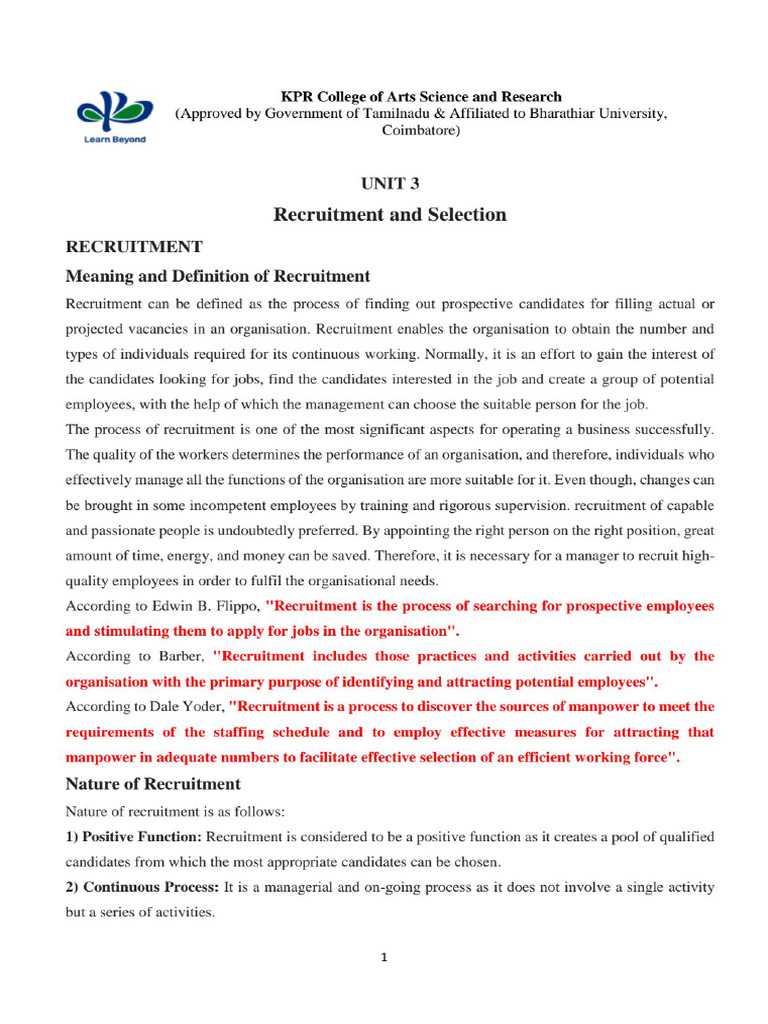 HRM Unit 3 Material | PDF