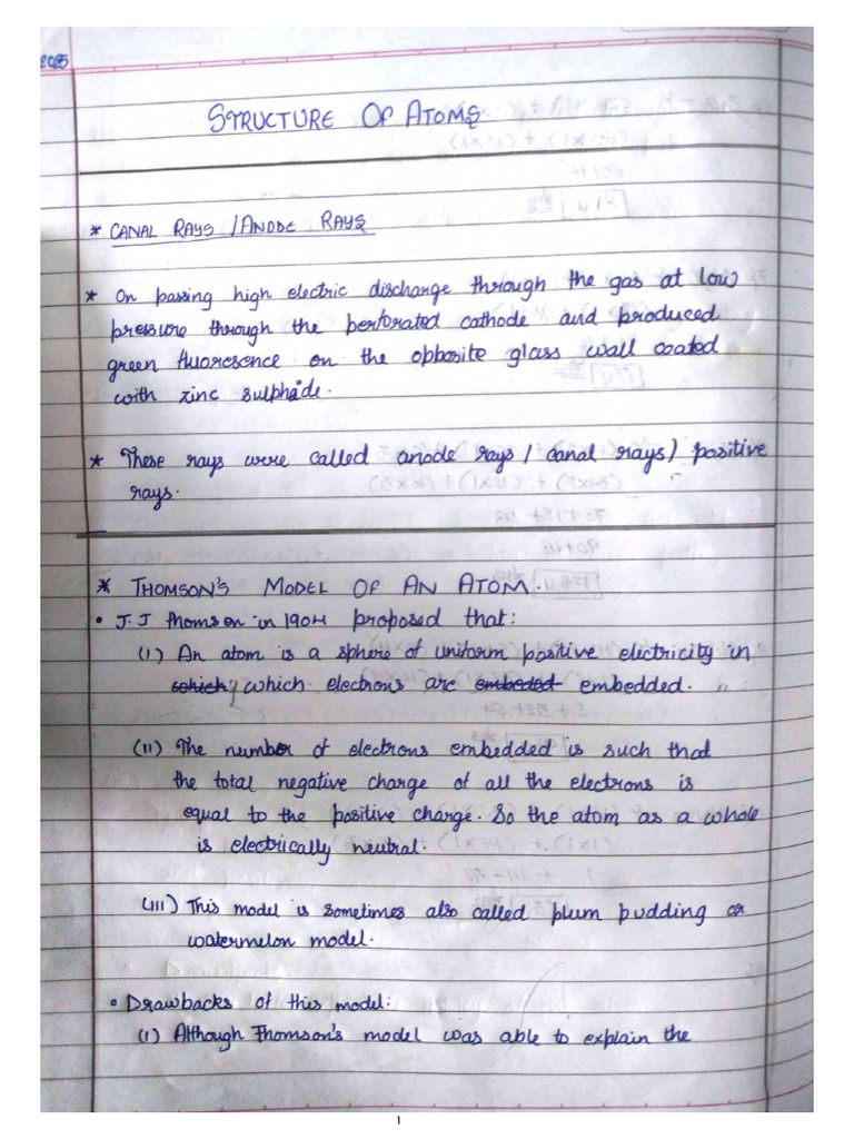 Structure of Atom Notes | PDF
