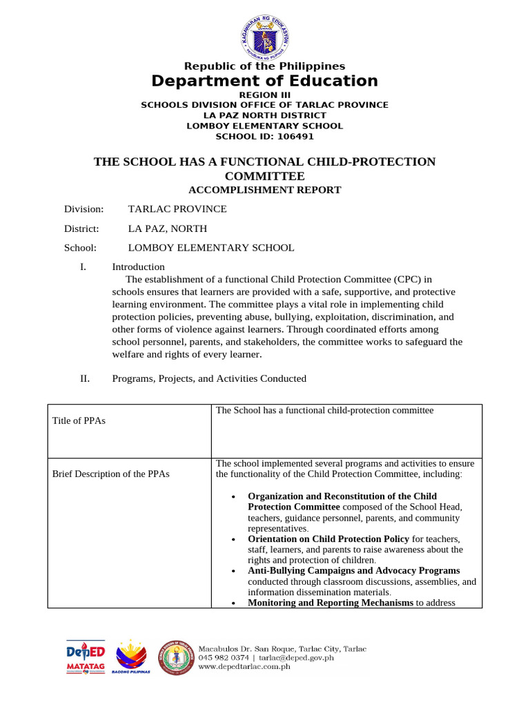 ACR Child Protection Committe | PDF | Child Protection | Learning