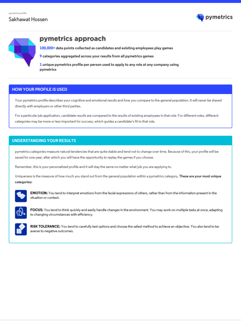 Factor Trait Report Sakhawat Hossen | PDF | Risk | Emotions