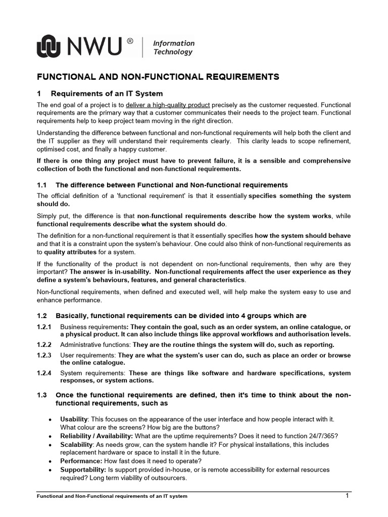 Functional and Non-Functional Requirements | PDF | System | Computer ...