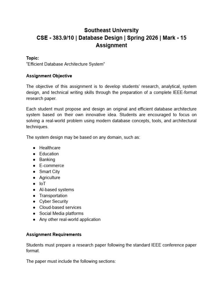 Database Design Assignment Spring 2026 | PDF | Databases | Cloud Computing