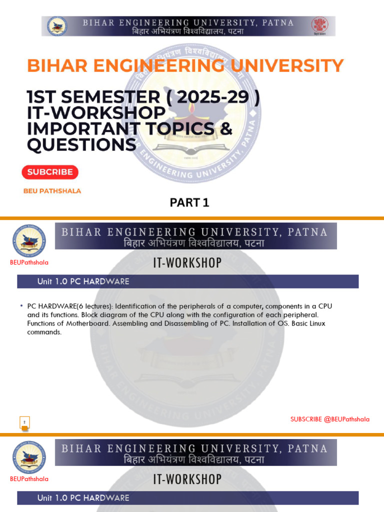 IT Workshop Part 1 | PDF | Personal Computers | Microsoft Word