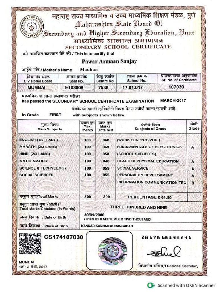 SSC Certificate | PDF