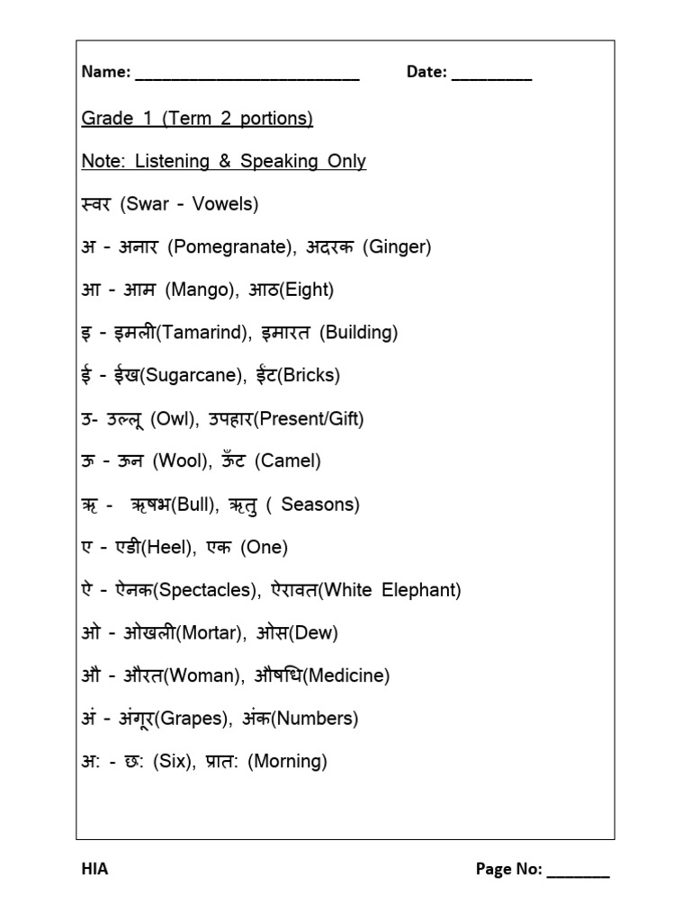 Grade 1 ( Term 2 Portions) | PDF