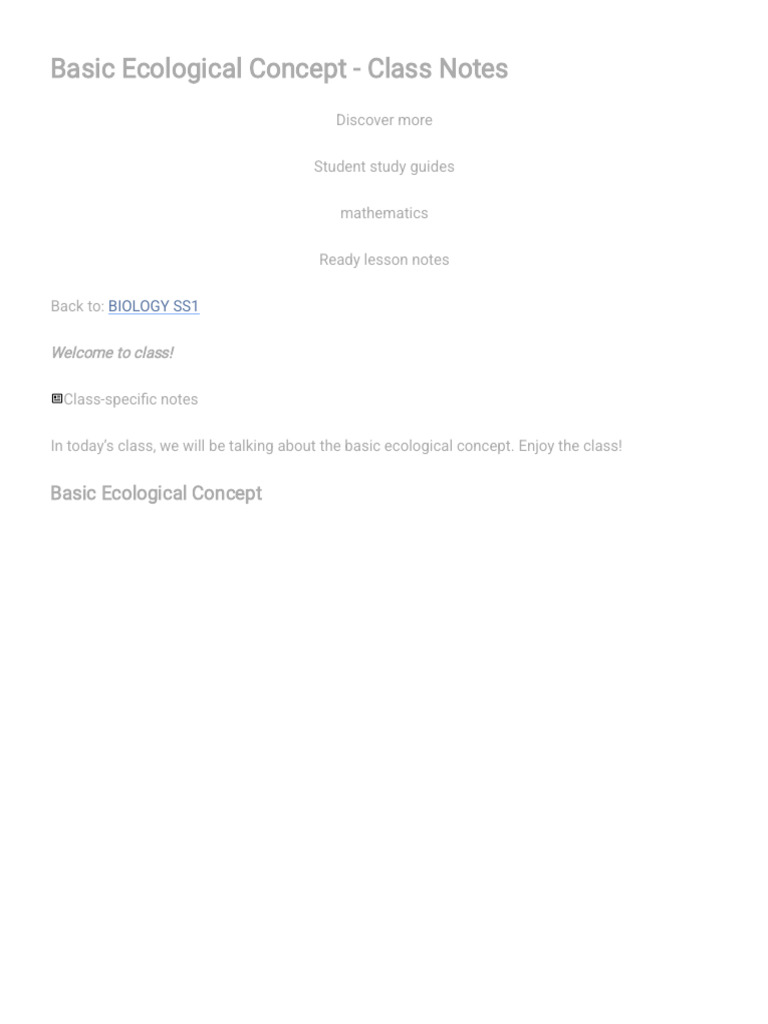 Basic Ecological Concept - Class Notes - Reading Mode | PDF | Ecosystem ...