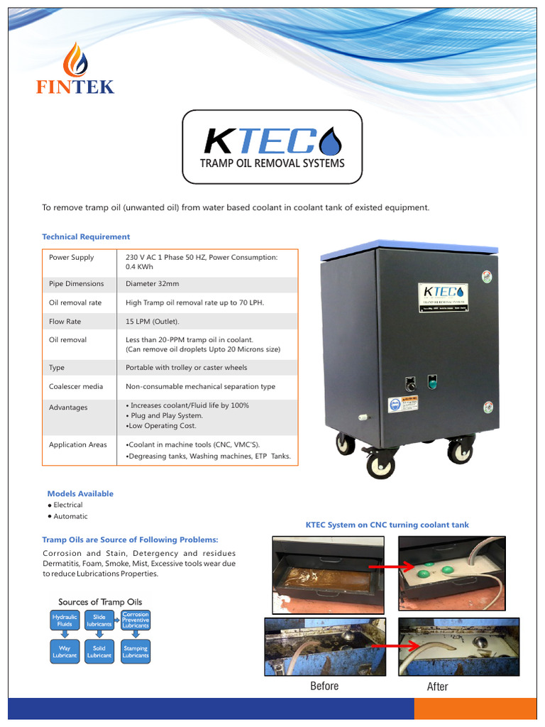 Ktec Tramp Oil Removal System | PDF