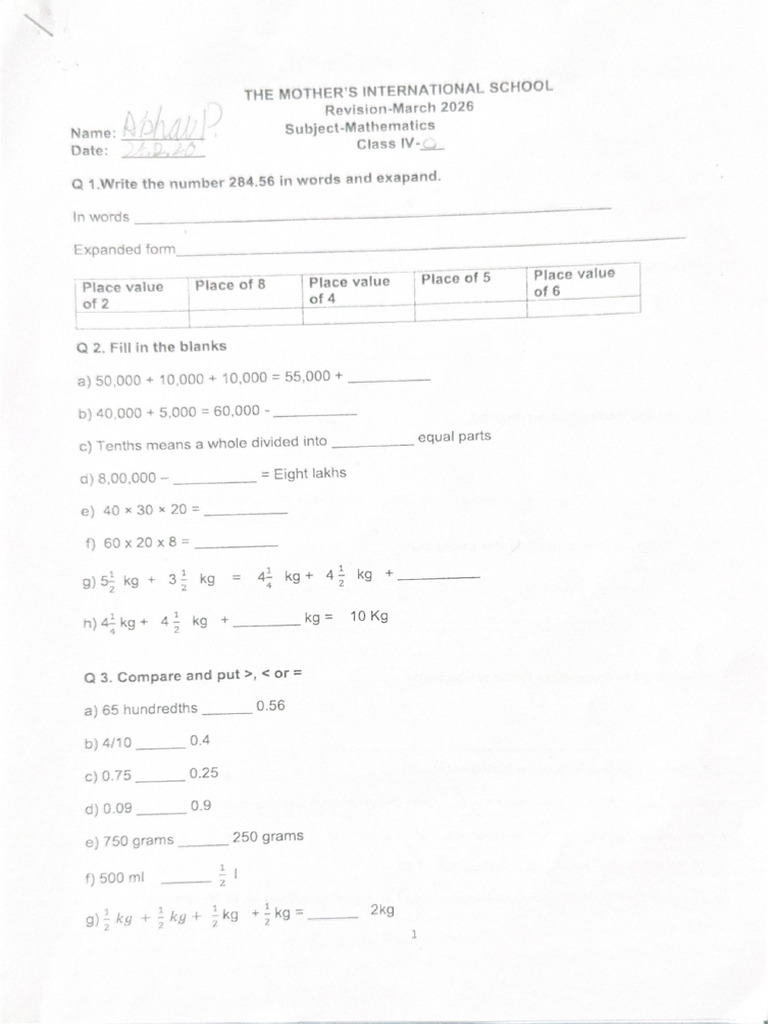Maths Worksheet | PDF