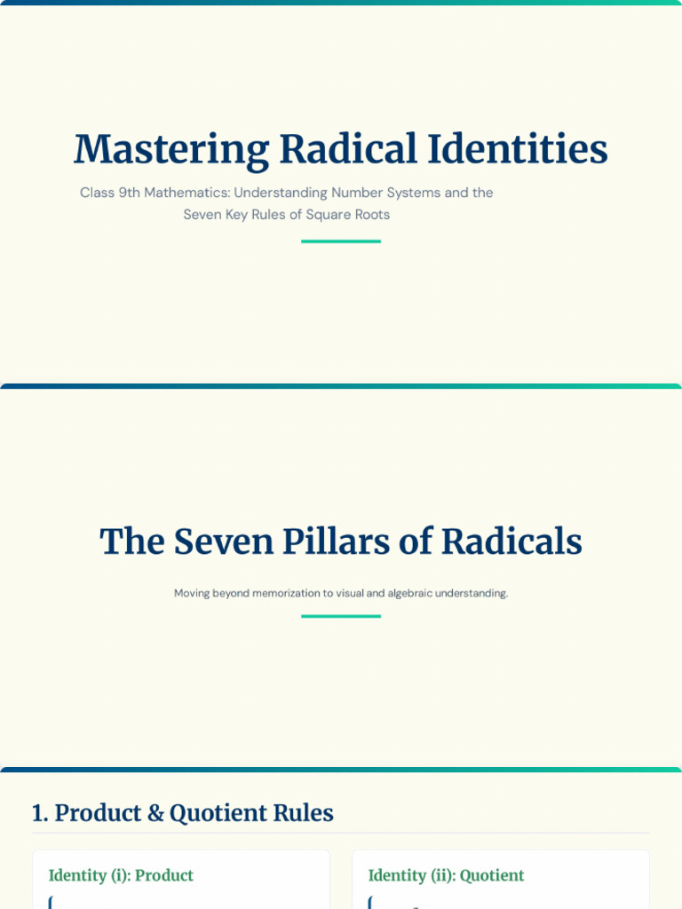 Class 9 Math - Radical Identities | PDF