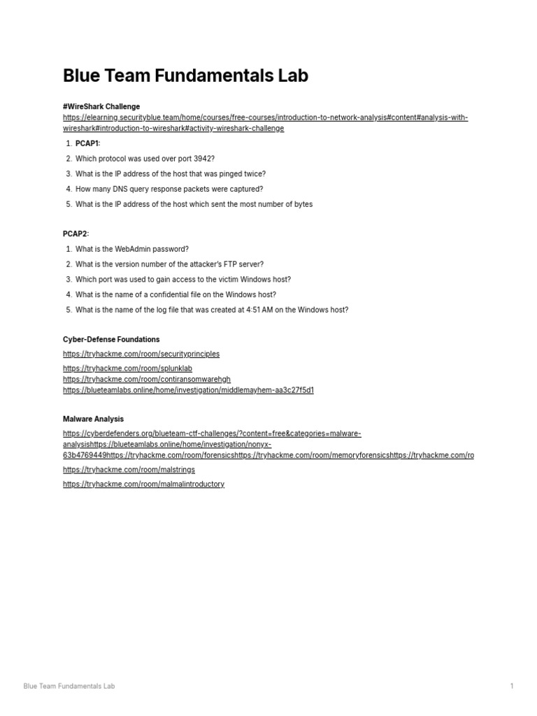 Blue Team Fundamental Labs | PDF