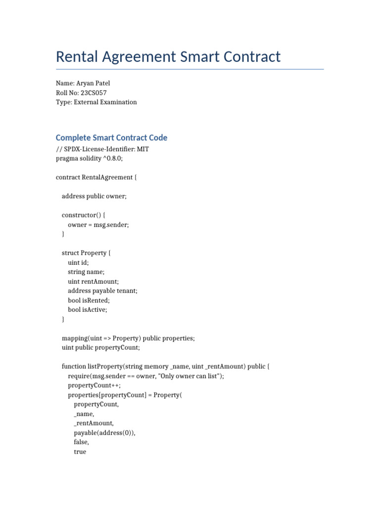 Rental Agreement Final | PDF | Computer Programming | Software Engineering