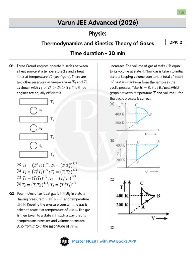 Thermodynamics and Kinetics Theory of Gases DPP 02 | PDF