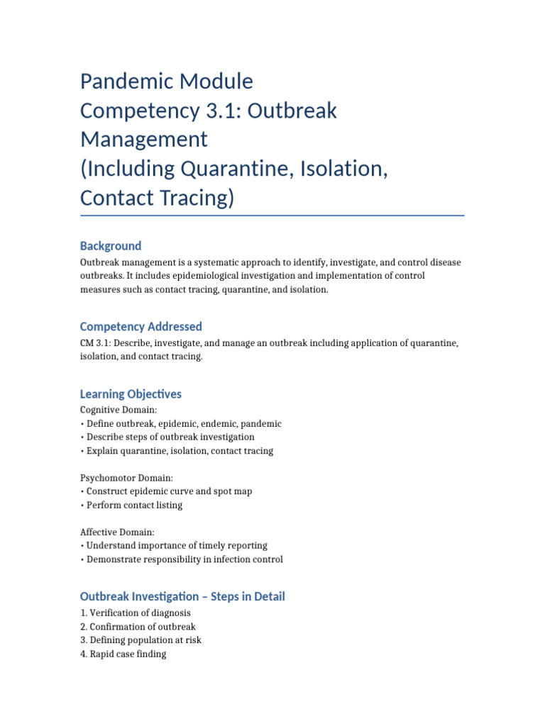Competency 3 1 Outbreak Management | PDF