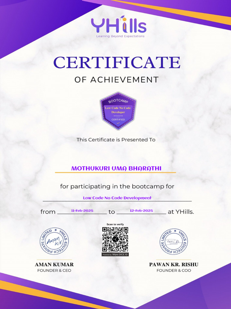 Low Code No Code Development Bootcamp Certificate_1740202803887 | PDF