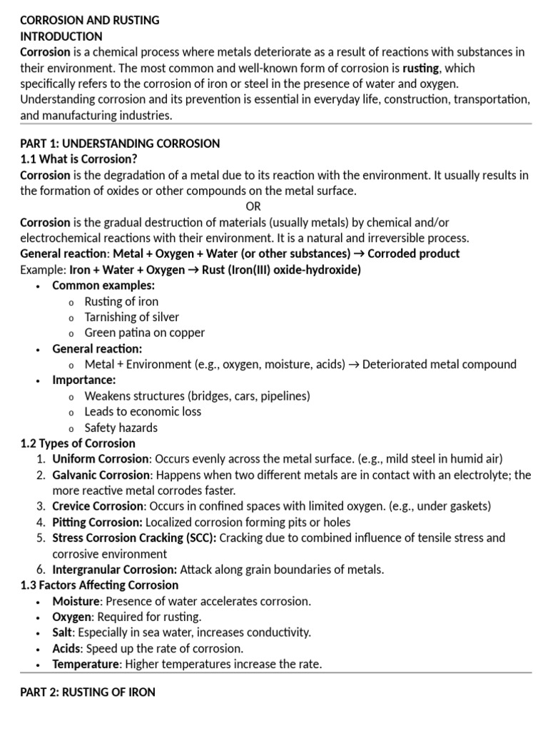 Summer Term Chemistry Year 9 Corrosion and Rusting | PDF | Corrosion | Rust