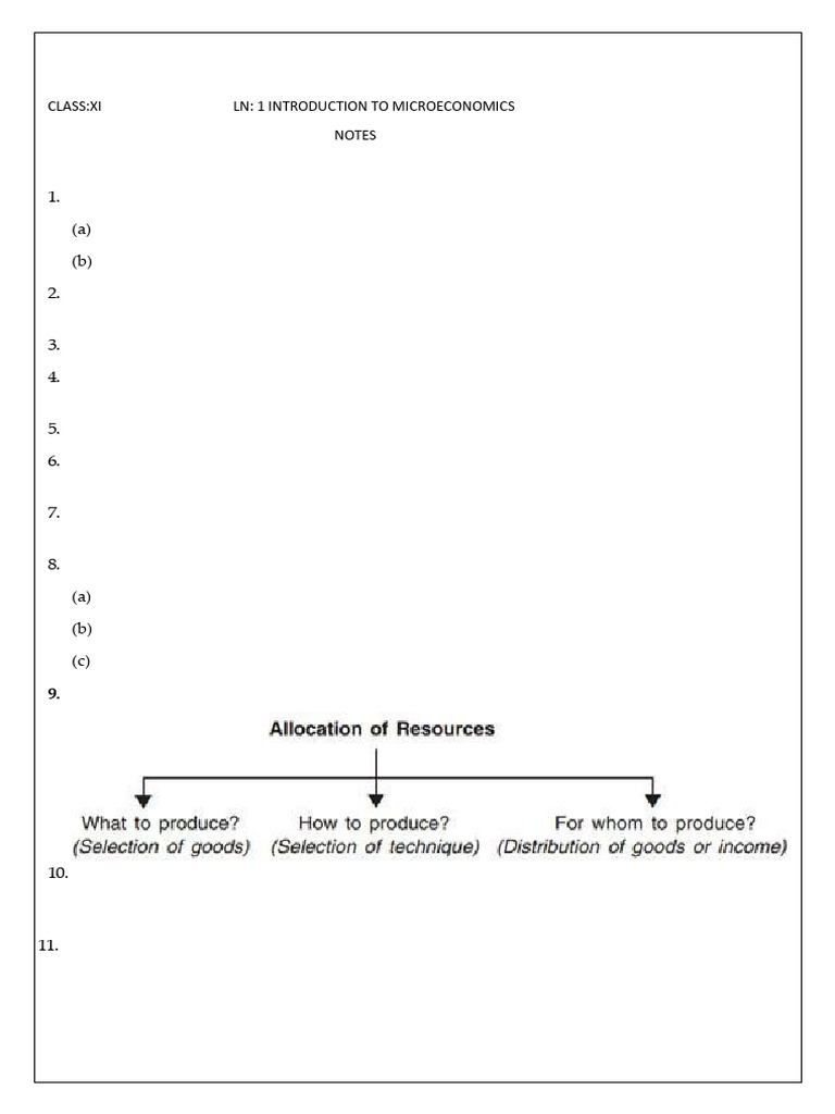 INTRODUCTION TO MICROECONOMICS NOTES | PDF | Economics | Microeconomics