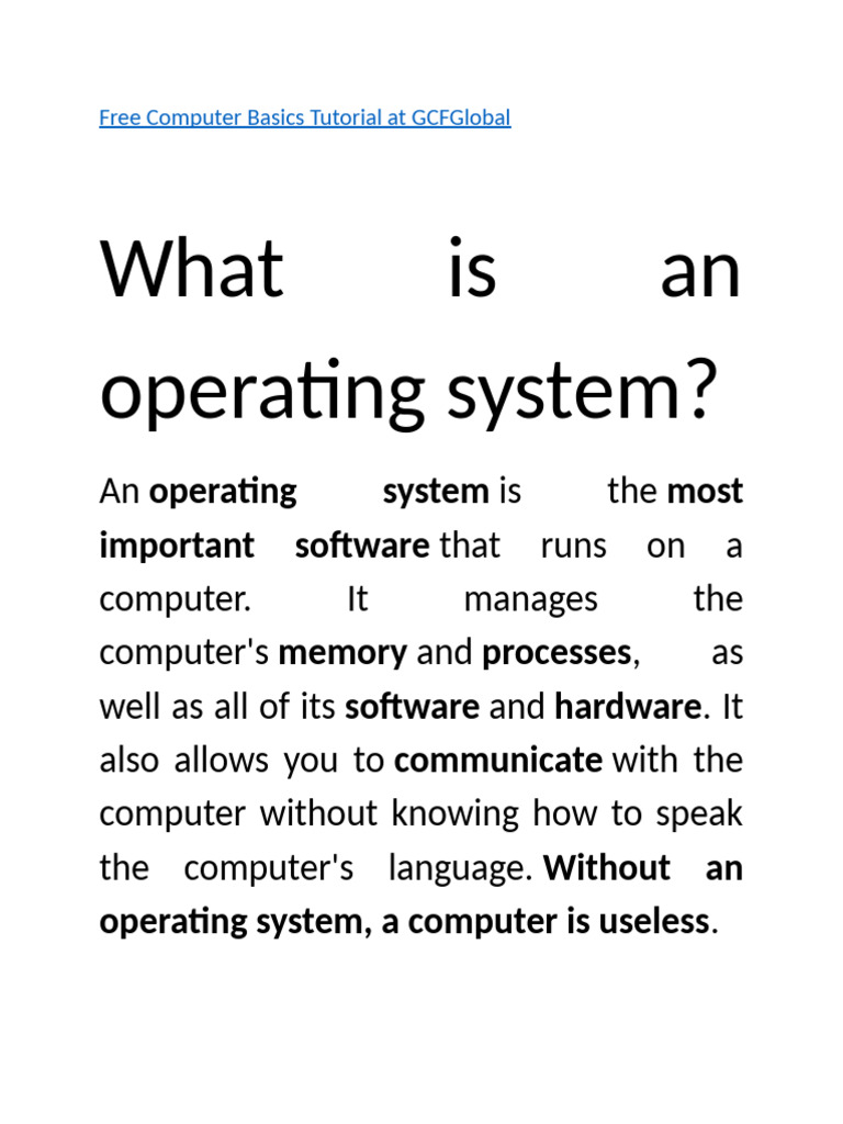 What is an Operating System | PDF | Operating System | Graphical User ...