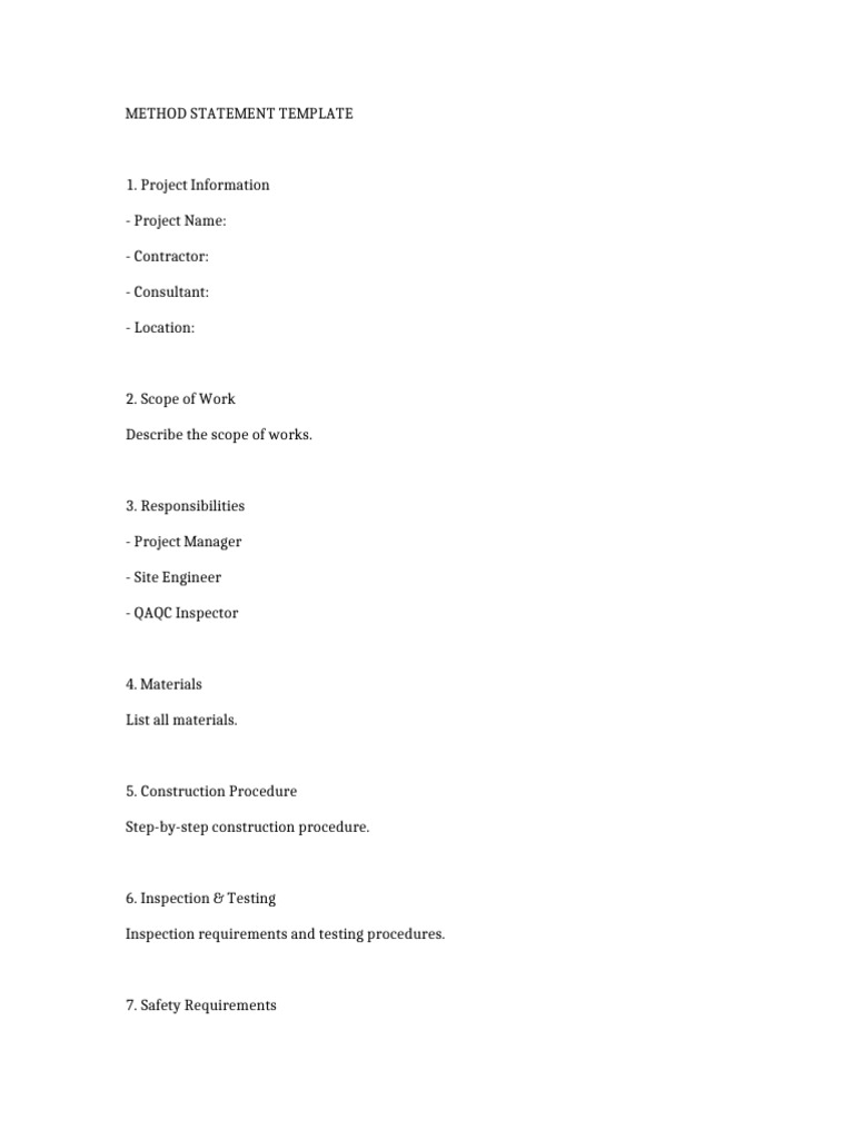 1 Method Statement Template | PDF