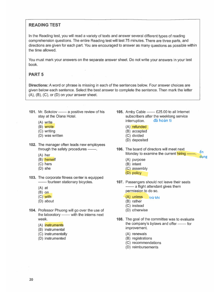 Part 5 Test 2 | PDF