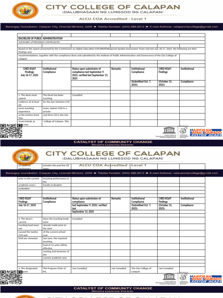 CHED RQAT Matrix Evidence | PDF