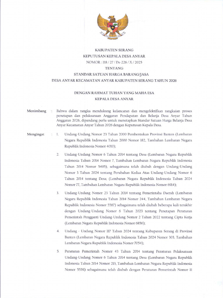 SK SSH Tahun 2026 | PDF