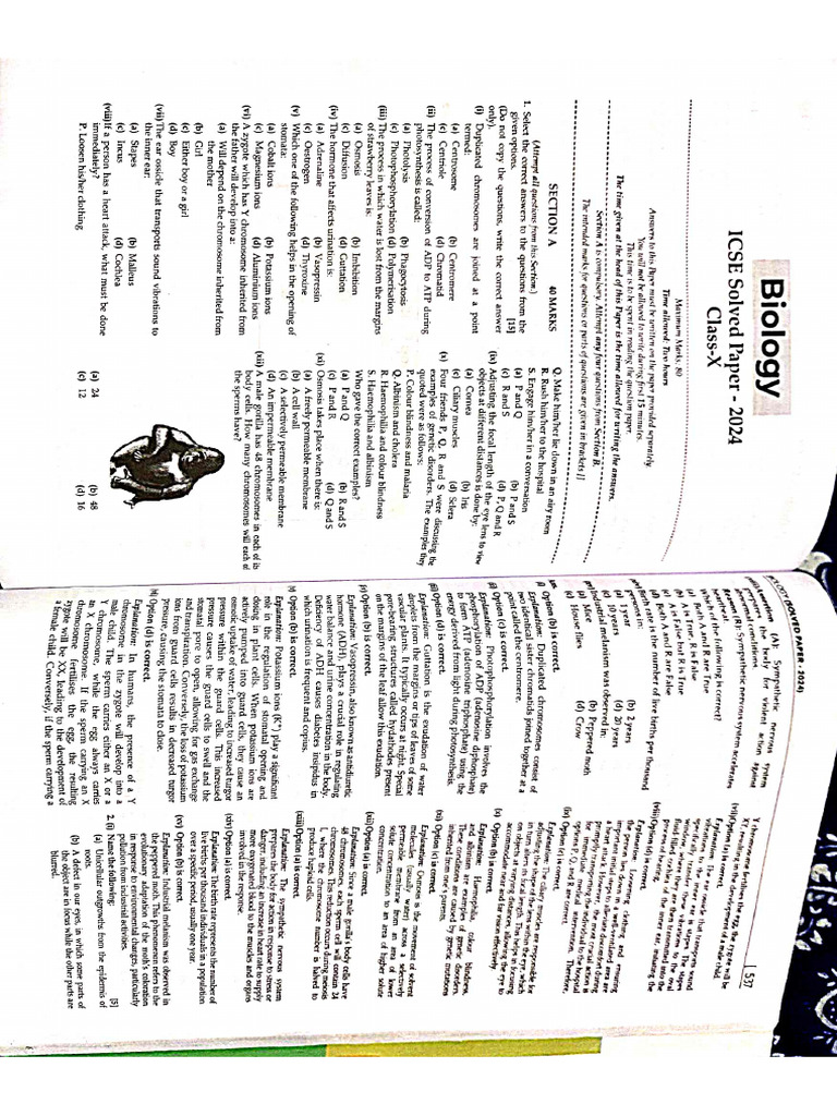 PYQ Biology Class 10 | PDF