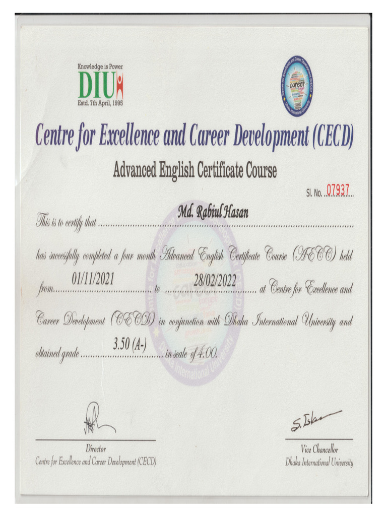 CECD Certificate English | PDF