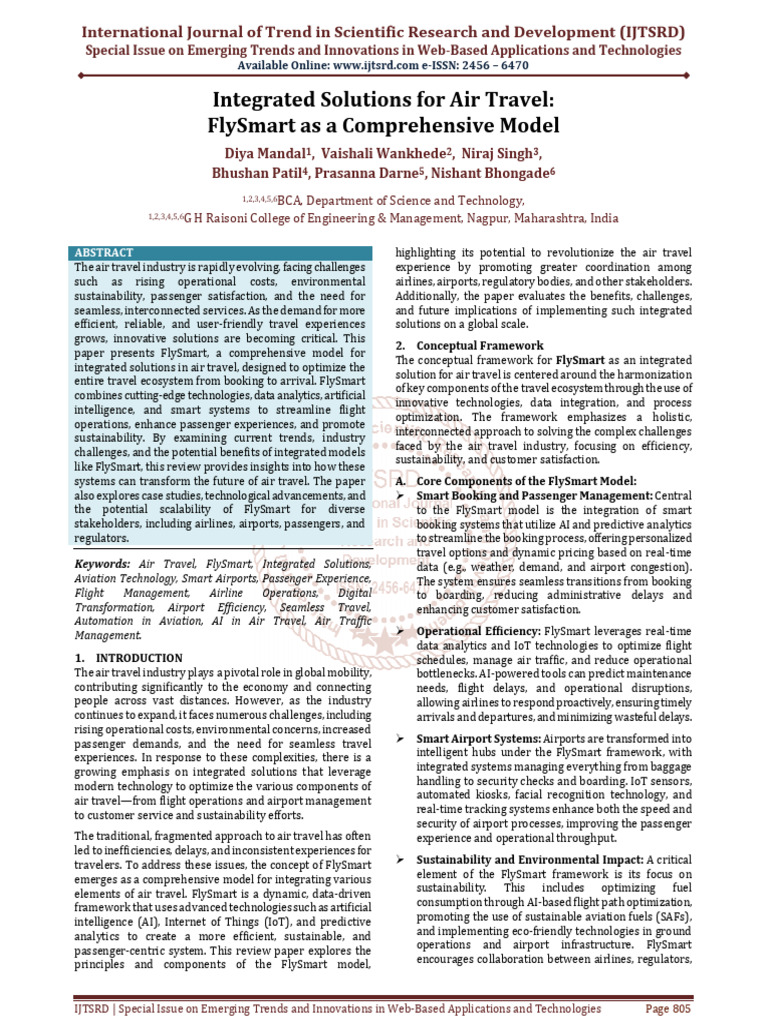 Integrated Solutions for Air Travel FlySmart as a Comprehensive Model ...