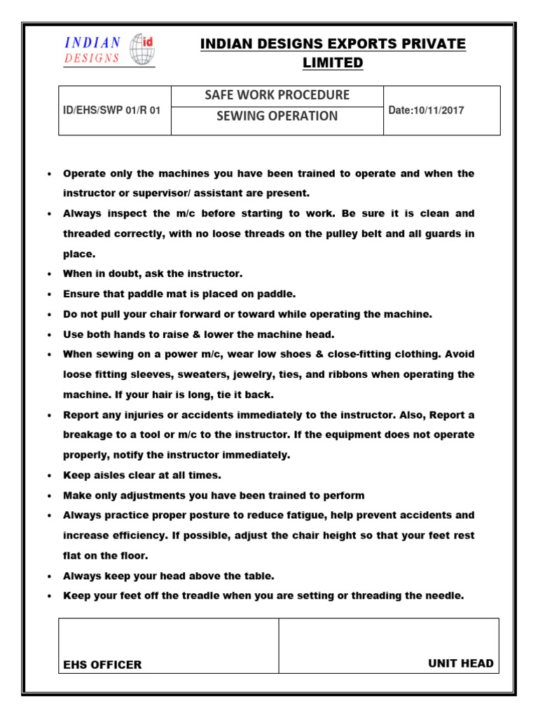 Safe Operation Procedure | PDF | Welding | Construction