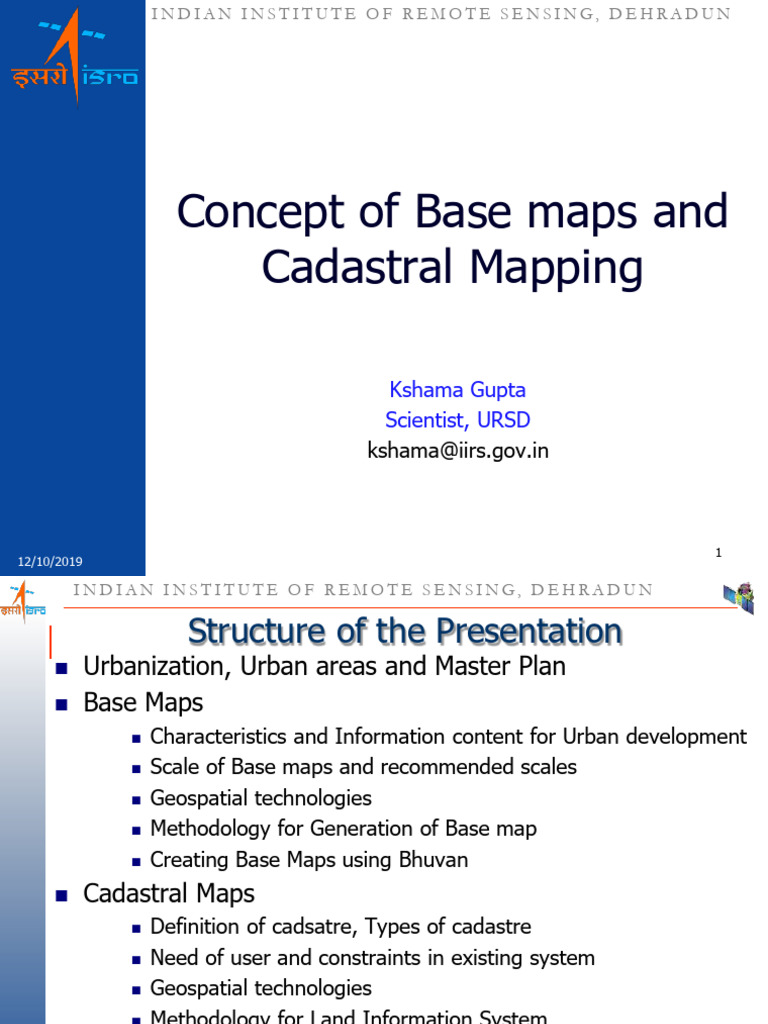 10 Dec 2019_Concept of Base Maps and Cadastral Mapping by Mrs. Kshama ...