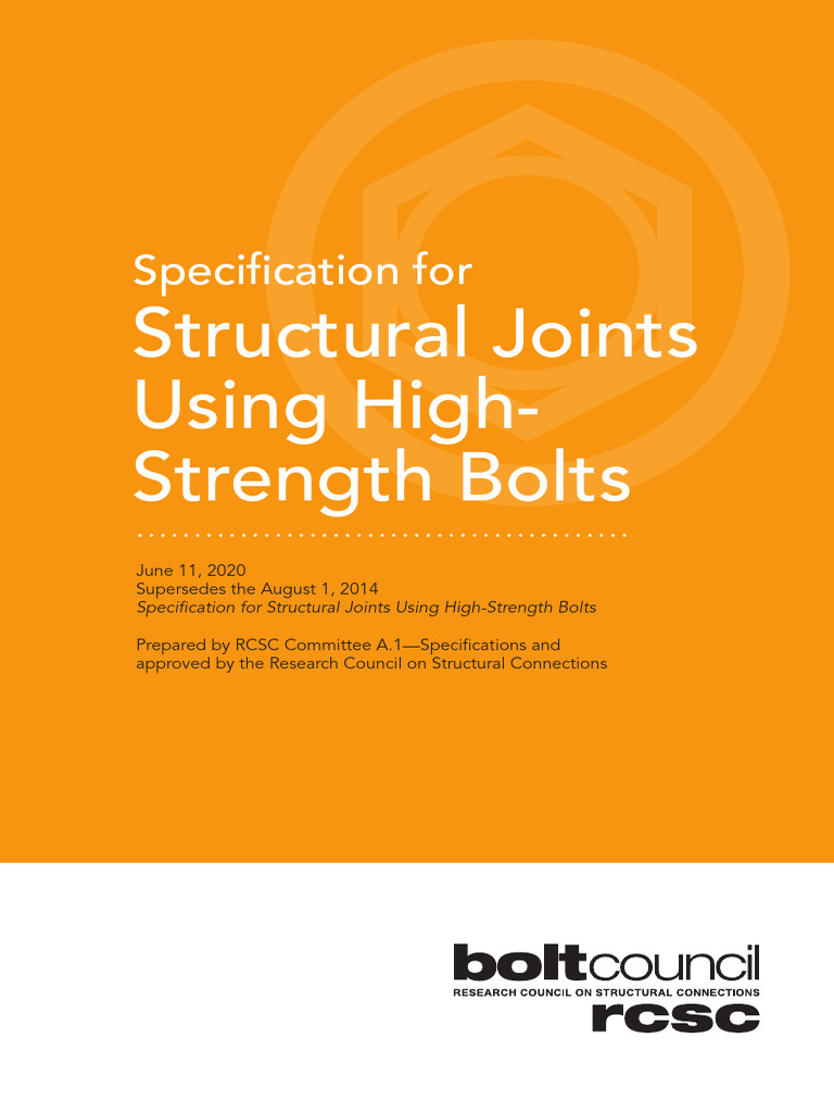Specification For Structural Joints Bolts RCSC 2020 | PDF | Strength Of ...