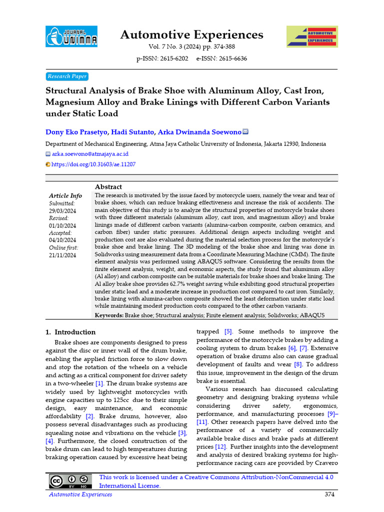 Structural Analysis of Brake Shoe Under Static Loa | PDF | Composite ...
