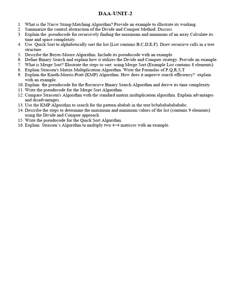 DAA 2 IMP QS | PDF