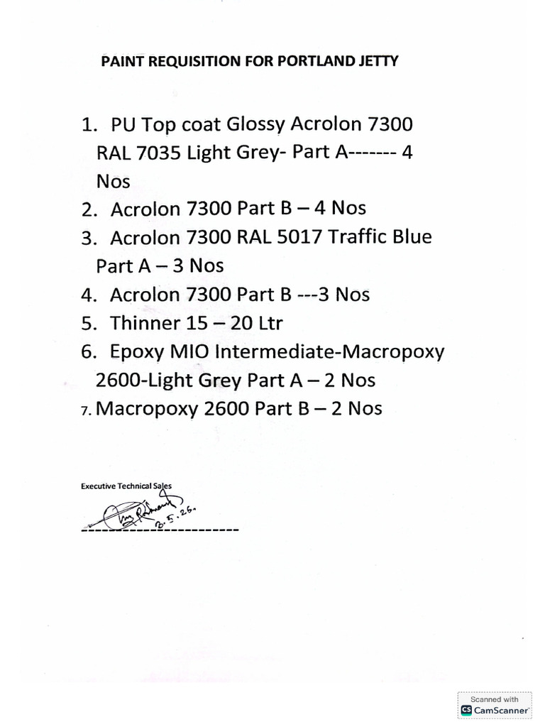 Paint Requisition for Jetty | PDF