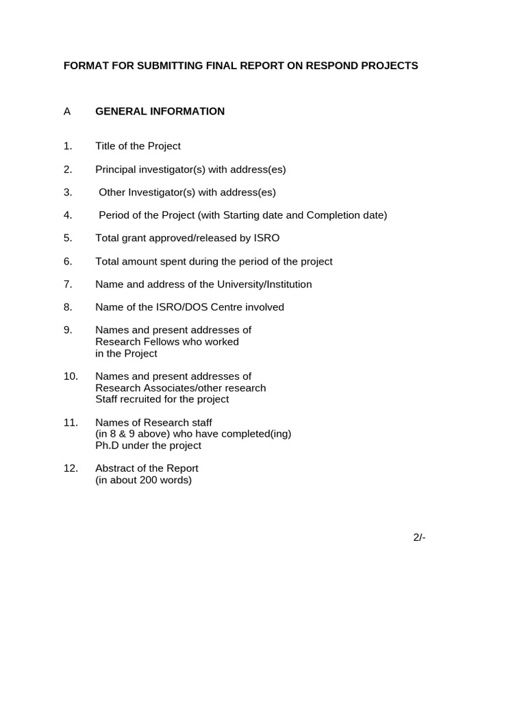 FormatofFinalReport-RespondProjects | PDF