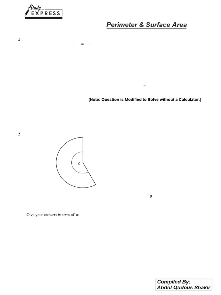Perimeter and Surface Area p2 | PDF | Area | Circle