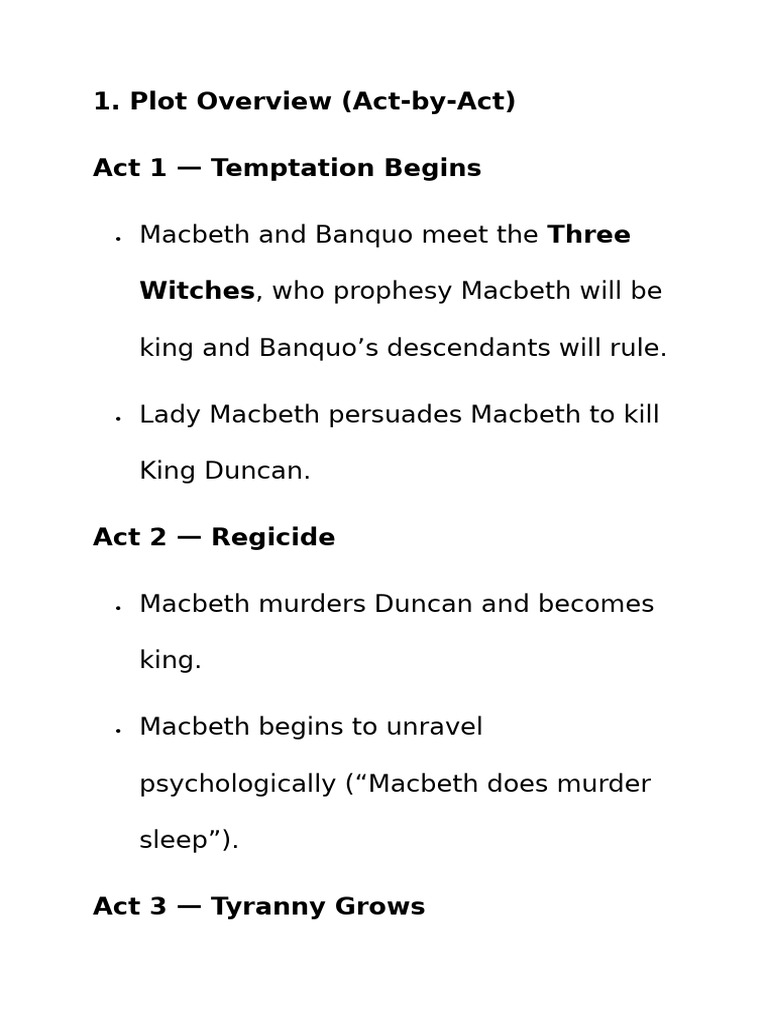 Macbeth Revision Notes | PDF | Macbeth | Shakespearean Tragedies