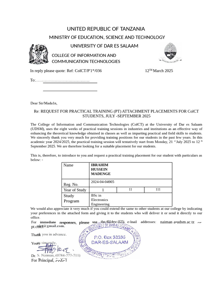 PT Request Letter | PDF
