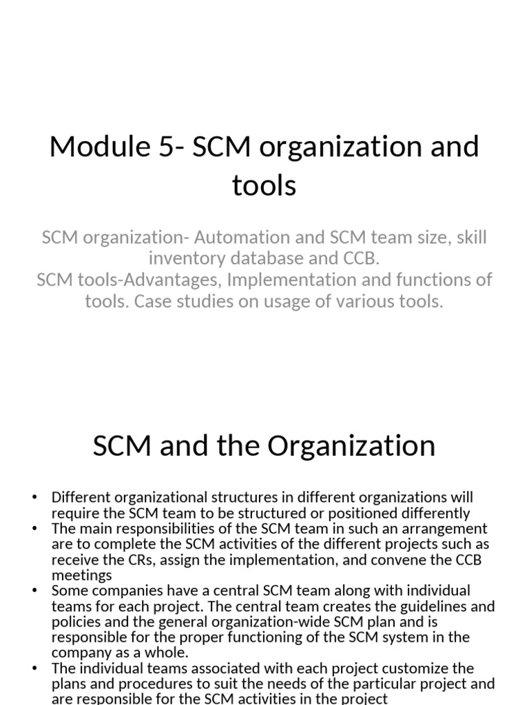 Module 5 - SCM Organization and Tools | PDF | Version Control ...