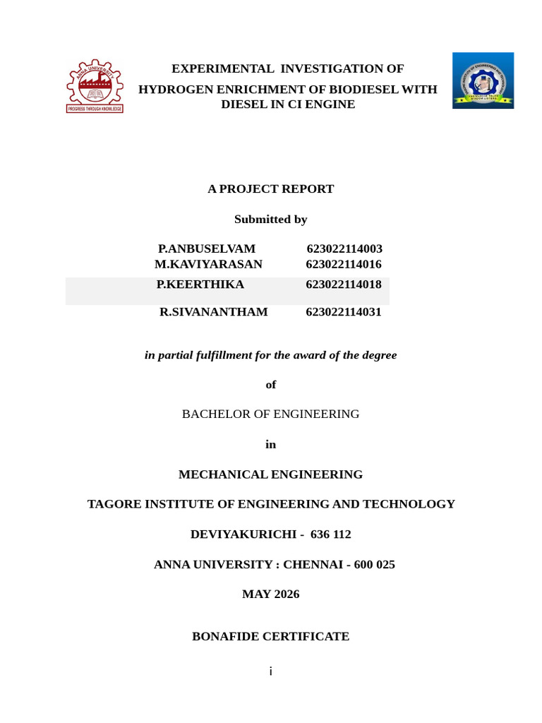 Batch - 2 Project Report | PDF | Biodiesel | Biofuel