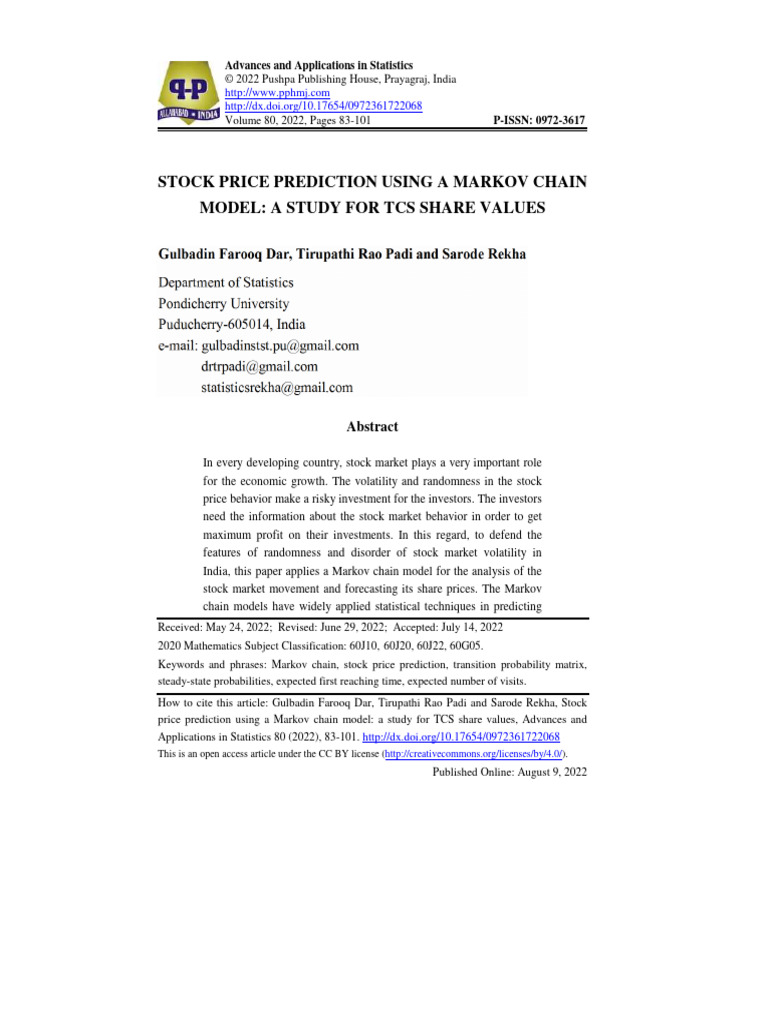 0972361722068 | PDF | Markov Chain | Stochastic Process